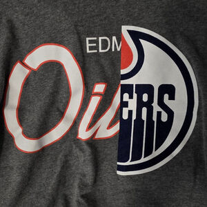 Men's Mitchell & Ness Gray Edmonton Oilers Short Sleeve Tee L